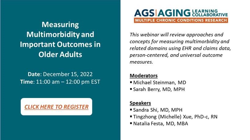 AGS AGING Learning Collaborative webinar announcement