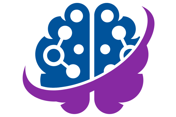 Blue and purple brain logo